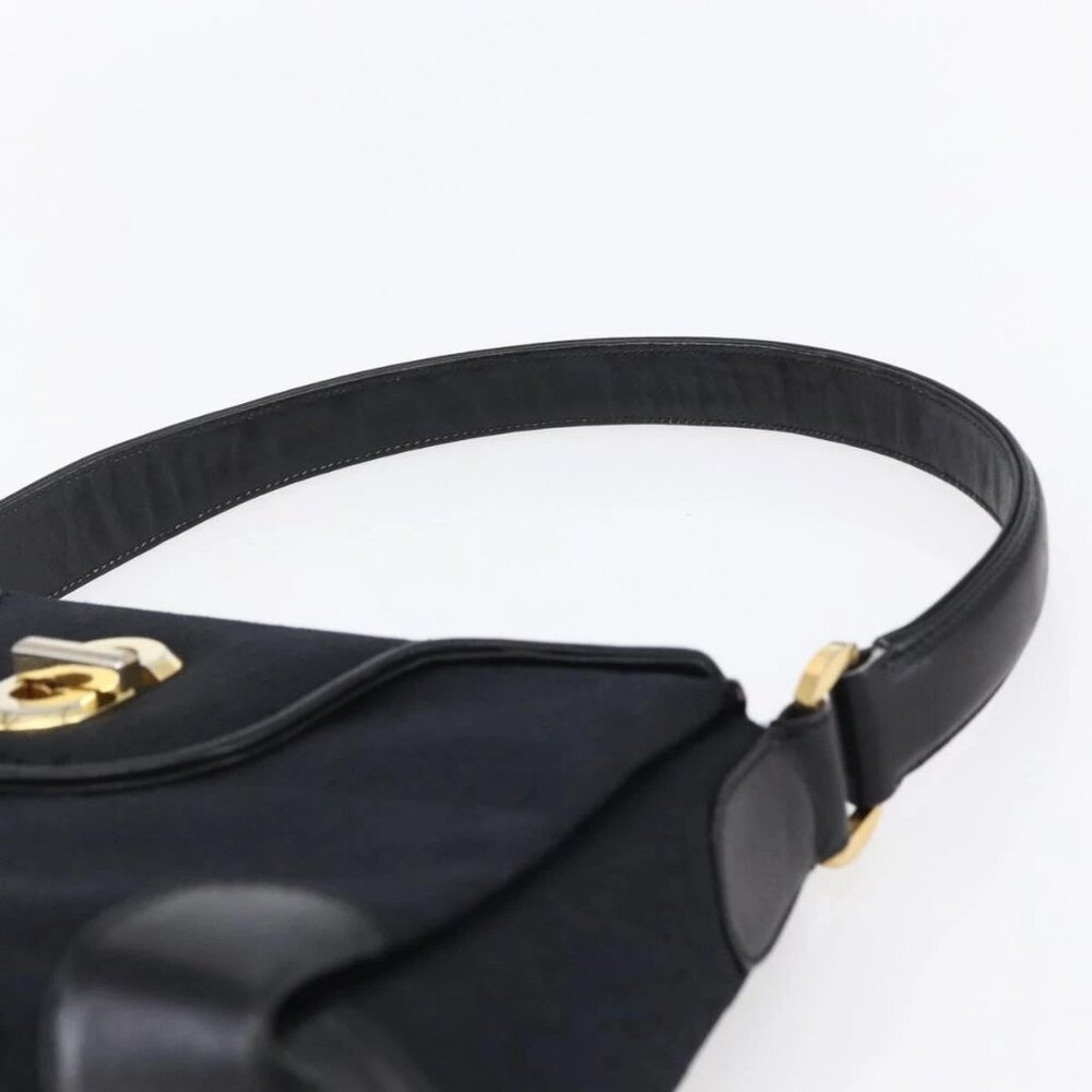 GUCCI GG Canvas Shoulder Bag Black Gold Auth 147856 - Picture 9 of 15